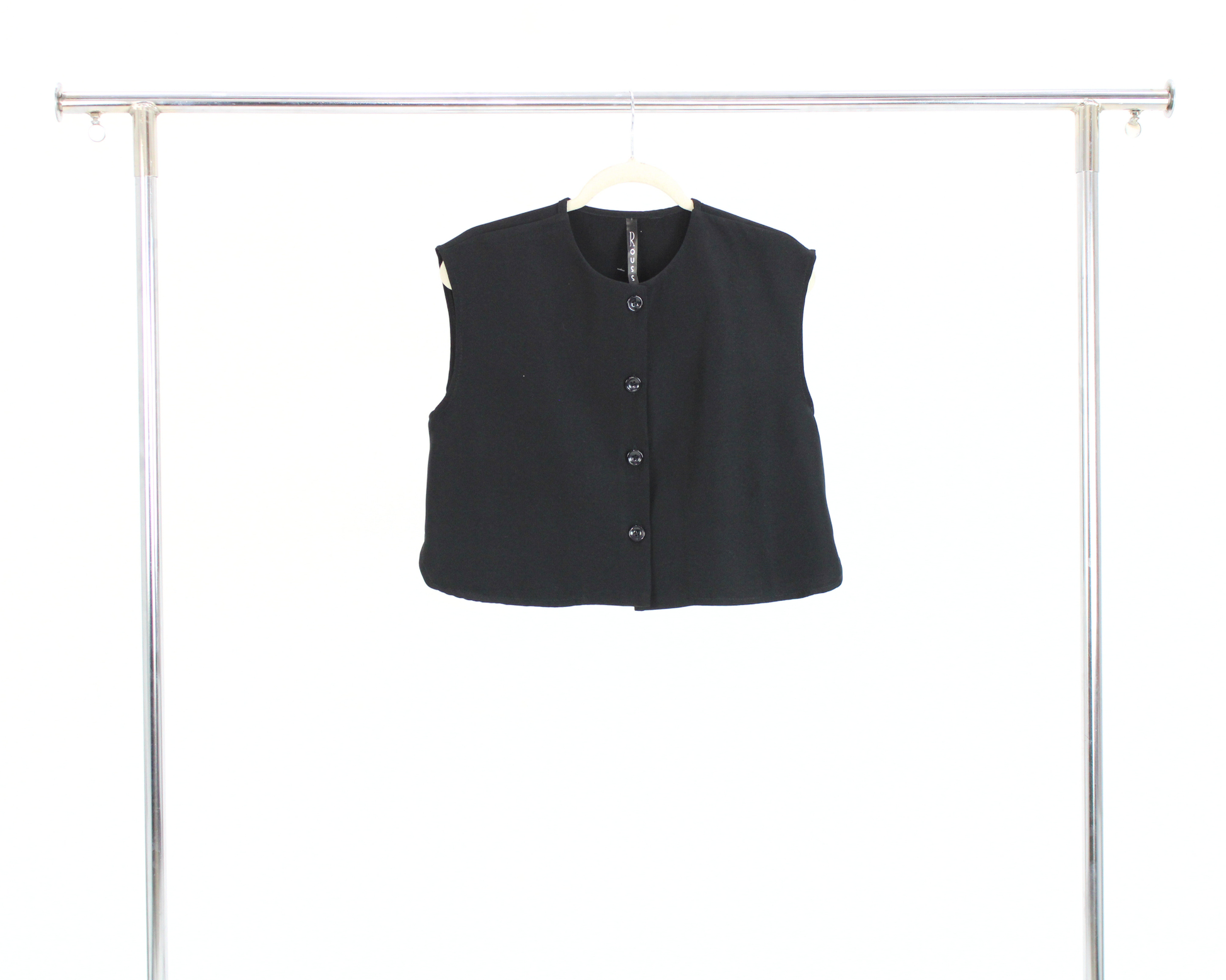1146 Chaleco Corto 4 Botones Cuello Redondo