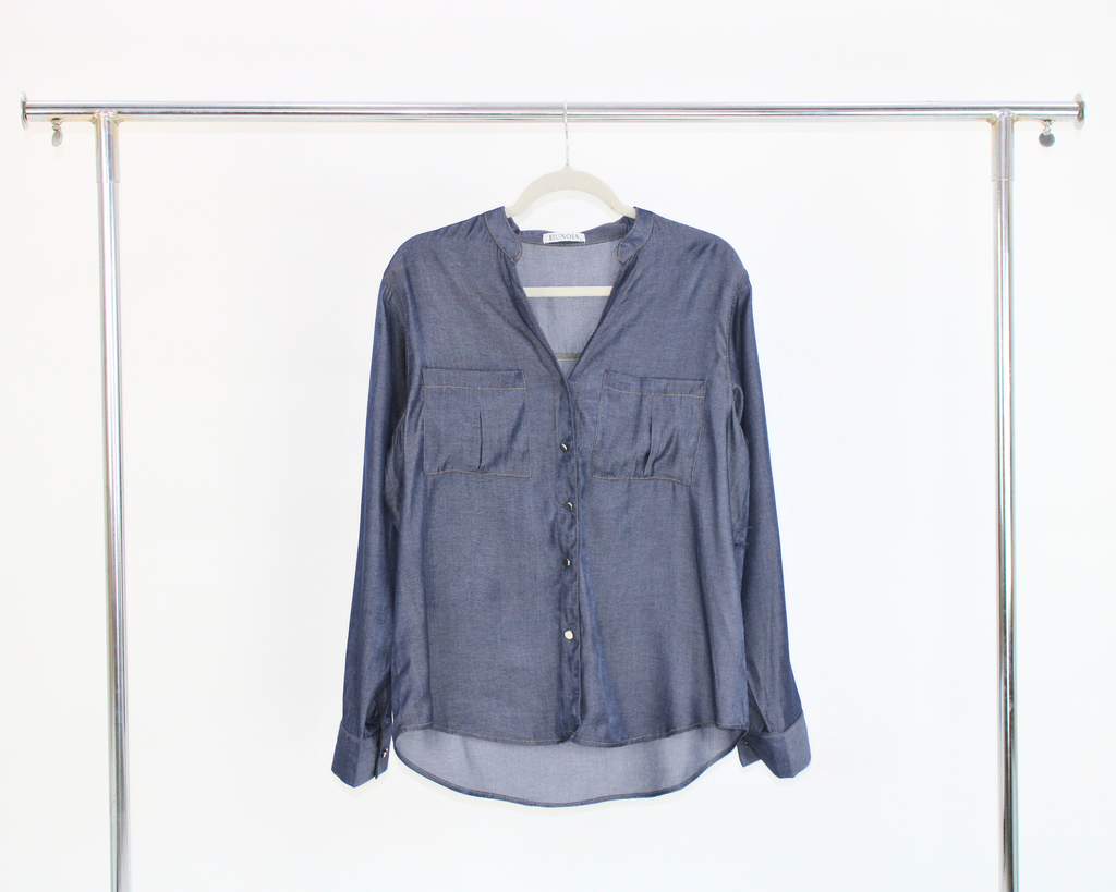ZX24135 Blusa Camisera Tipo Mezclilla