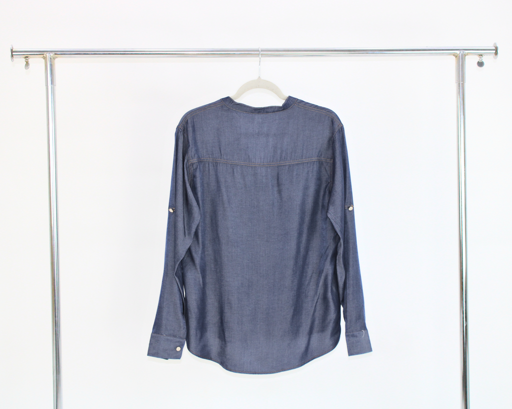 ZX24135 Blusa Camisera Tipo Mezclilla