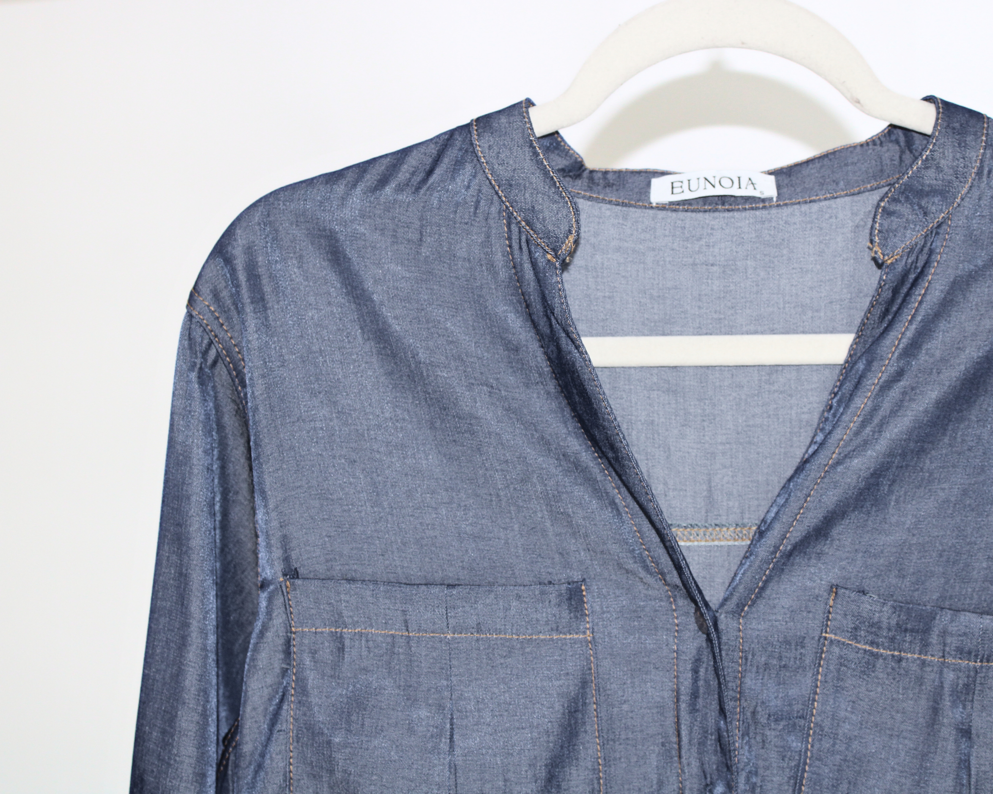 ZX24135 Blusa Camisera Tipo Mezclilla