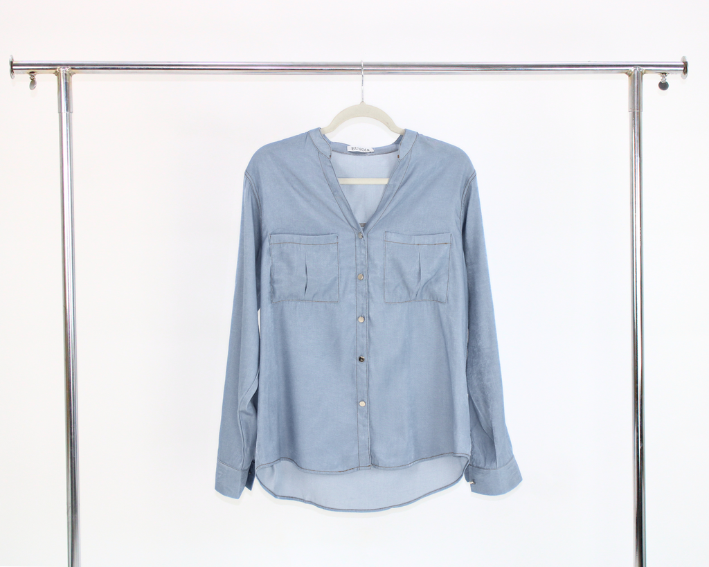 ZX24135 Blusa Camisera Tipo Mezclilla