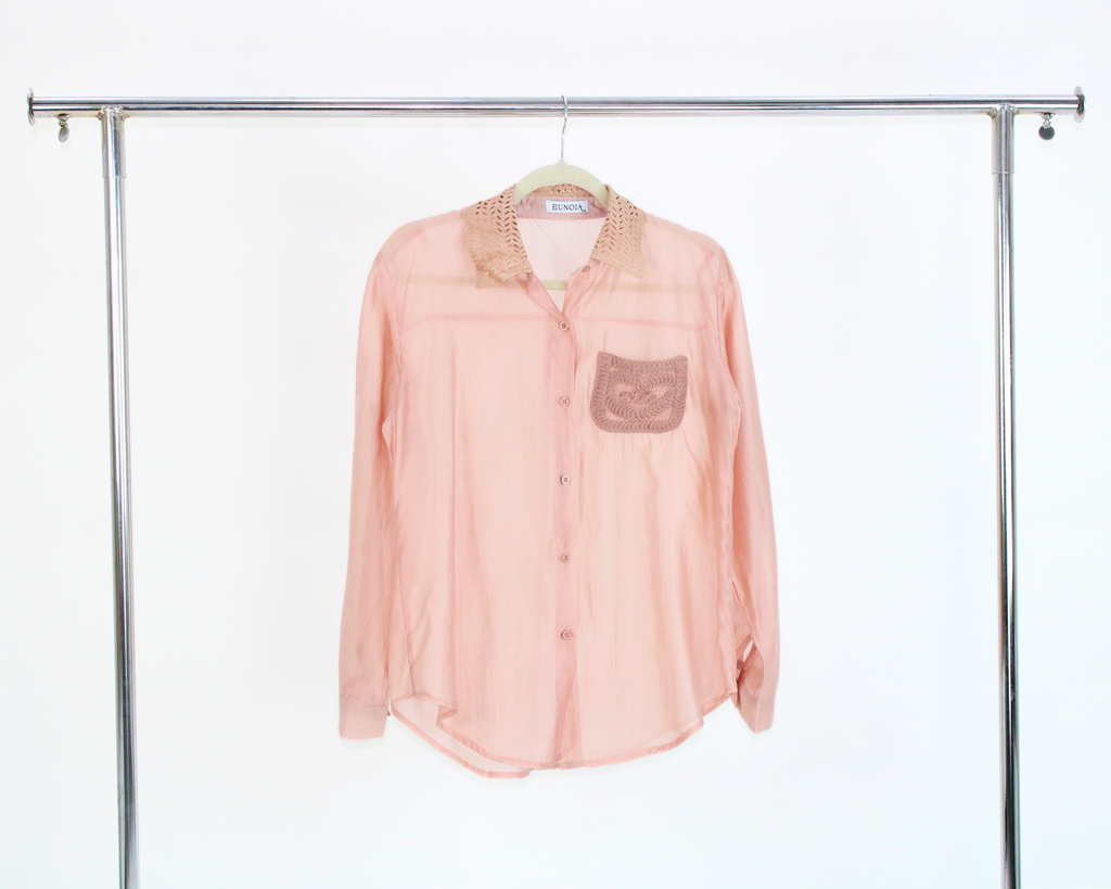 ZX4138 Blusa Manga Larga Cuello Bordado