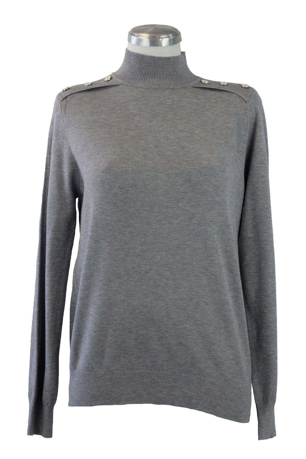 1283 Suéter Cuello Alto y Botones en los Hombros