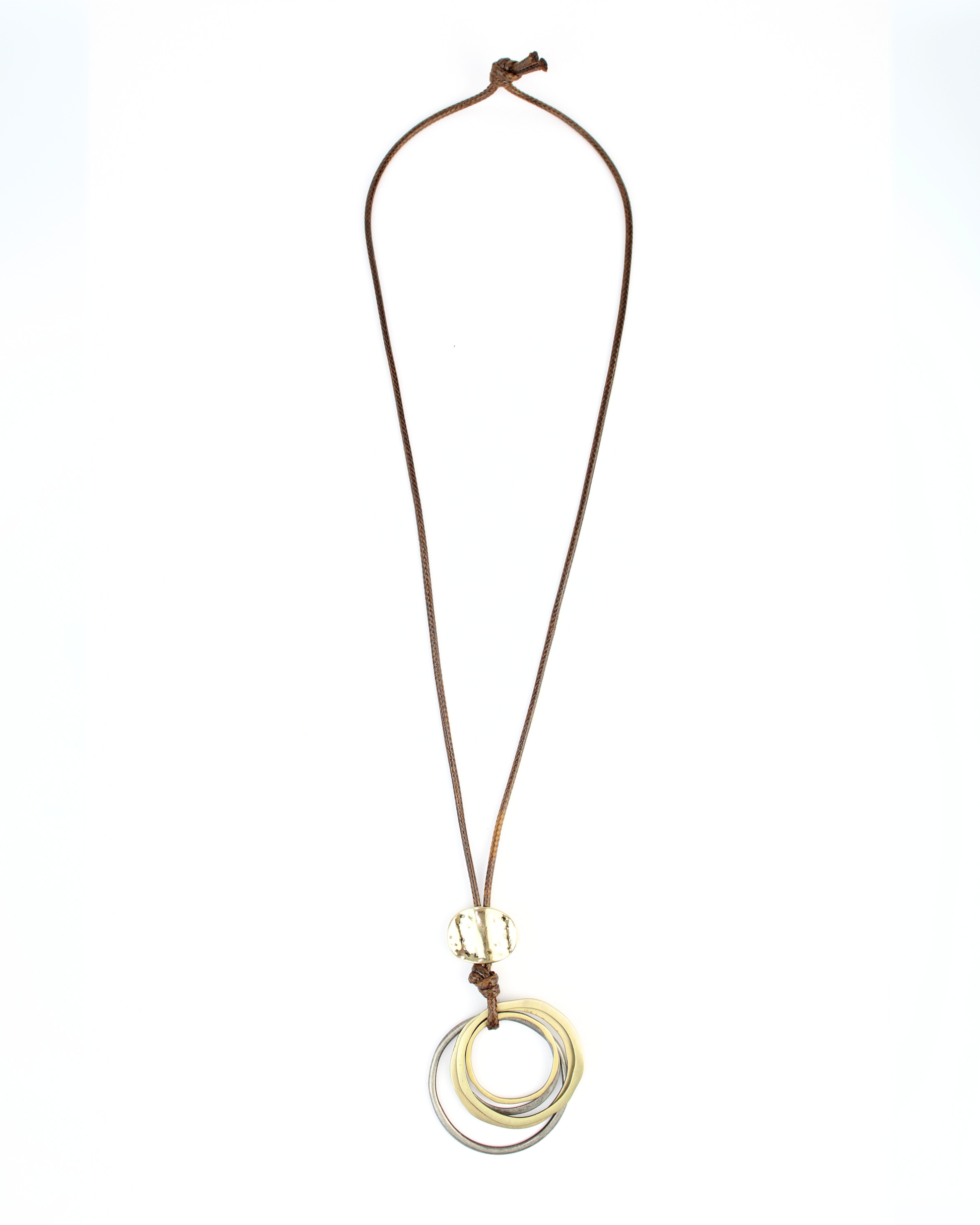 G667 Collar Largo Hilo Encerado Aros Florentino