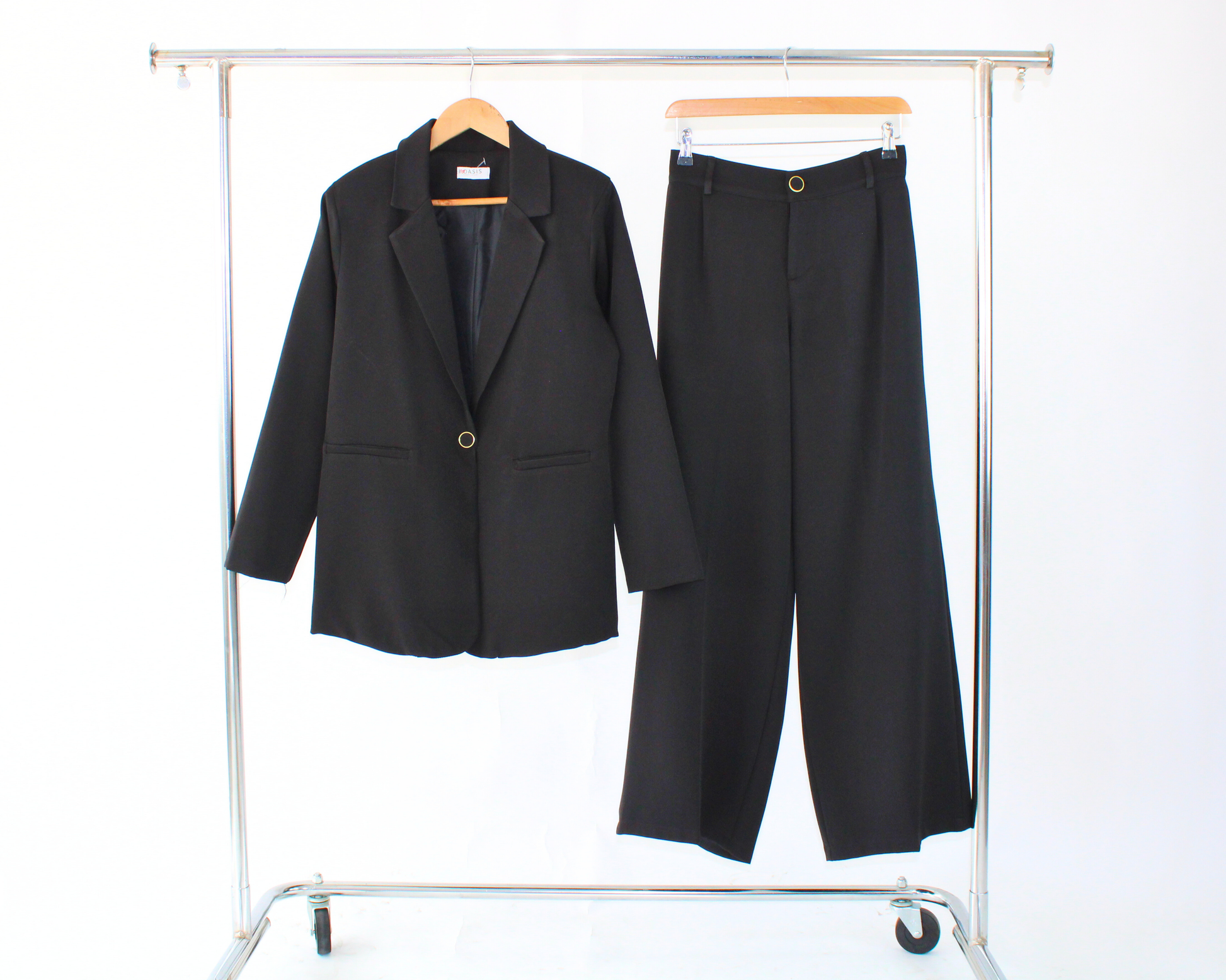 80031 Conjunto Blazer Satín Botón Dorado