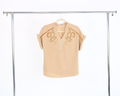 EE24183 Blusa Manga Corta Bordado Cuello