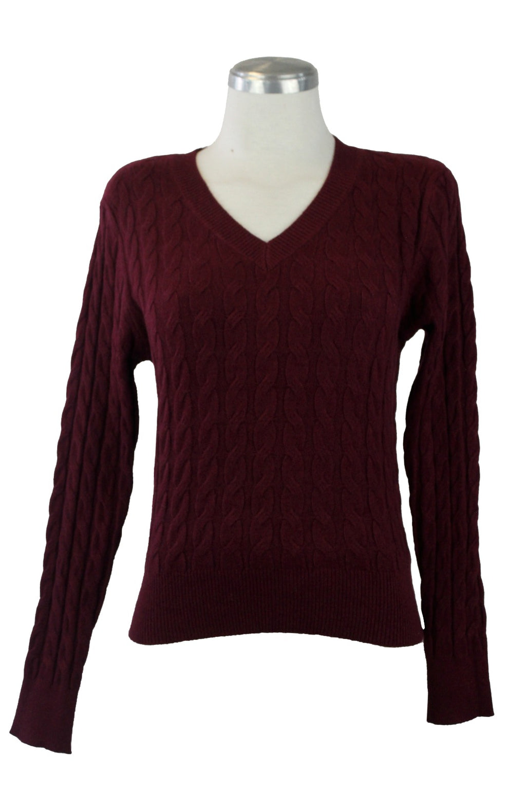 1278 Suéter Cuello V Trenzado Tejido