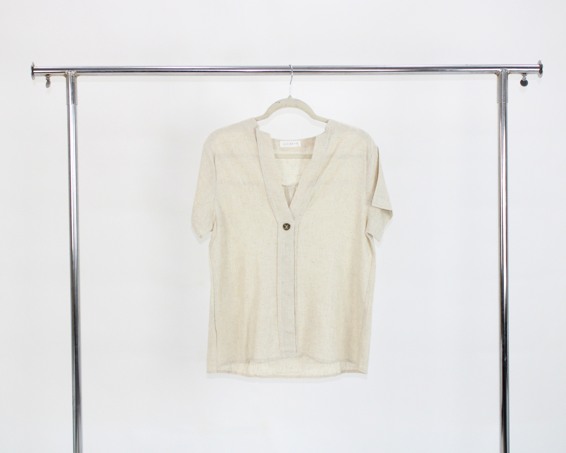 71795 Blusa Lino Cuello en v botón