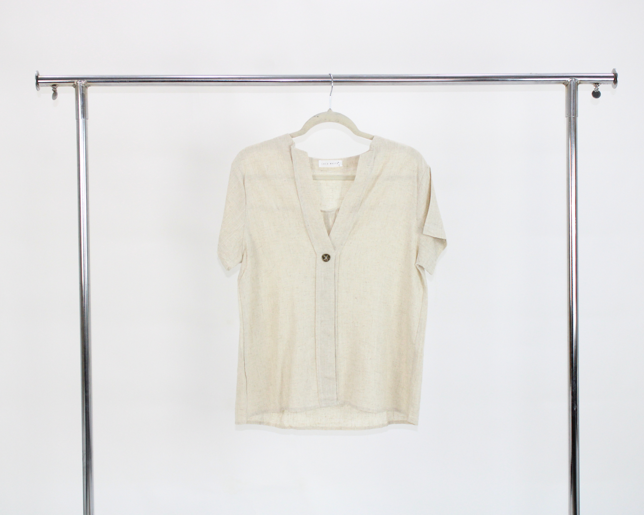 71795 Blusa Lino Cuello en v botón