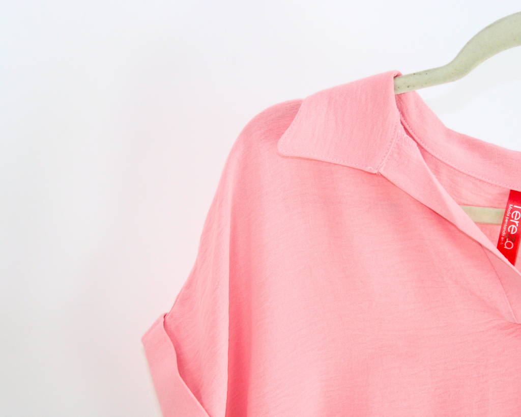 99 Blusa Color Liso Manga Doblada