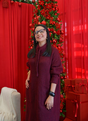 DH91019 Vestido Largo Tipo Suéter Cuello de Tortuga