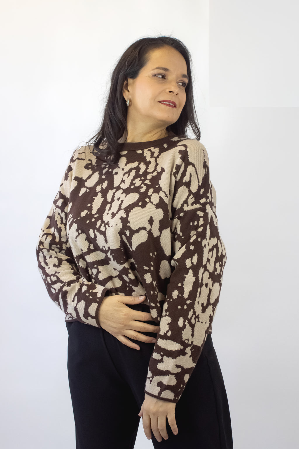 522 Sueter Ancho Estampado Vaca Mancha Chica