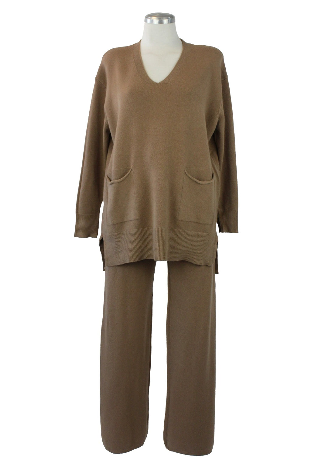 OJ-2668 Conjunto Suéter Liso con Bolsillos