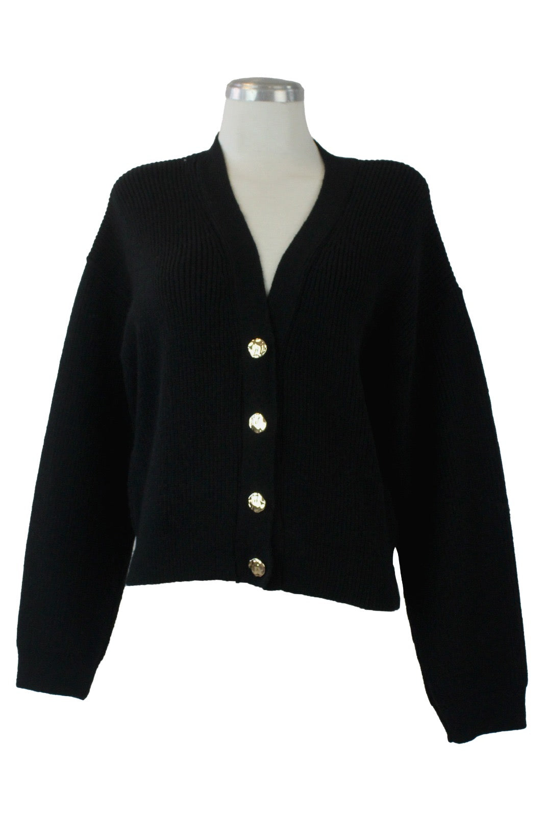 ST083 Suéter Cárdigan con Botones Irregulares