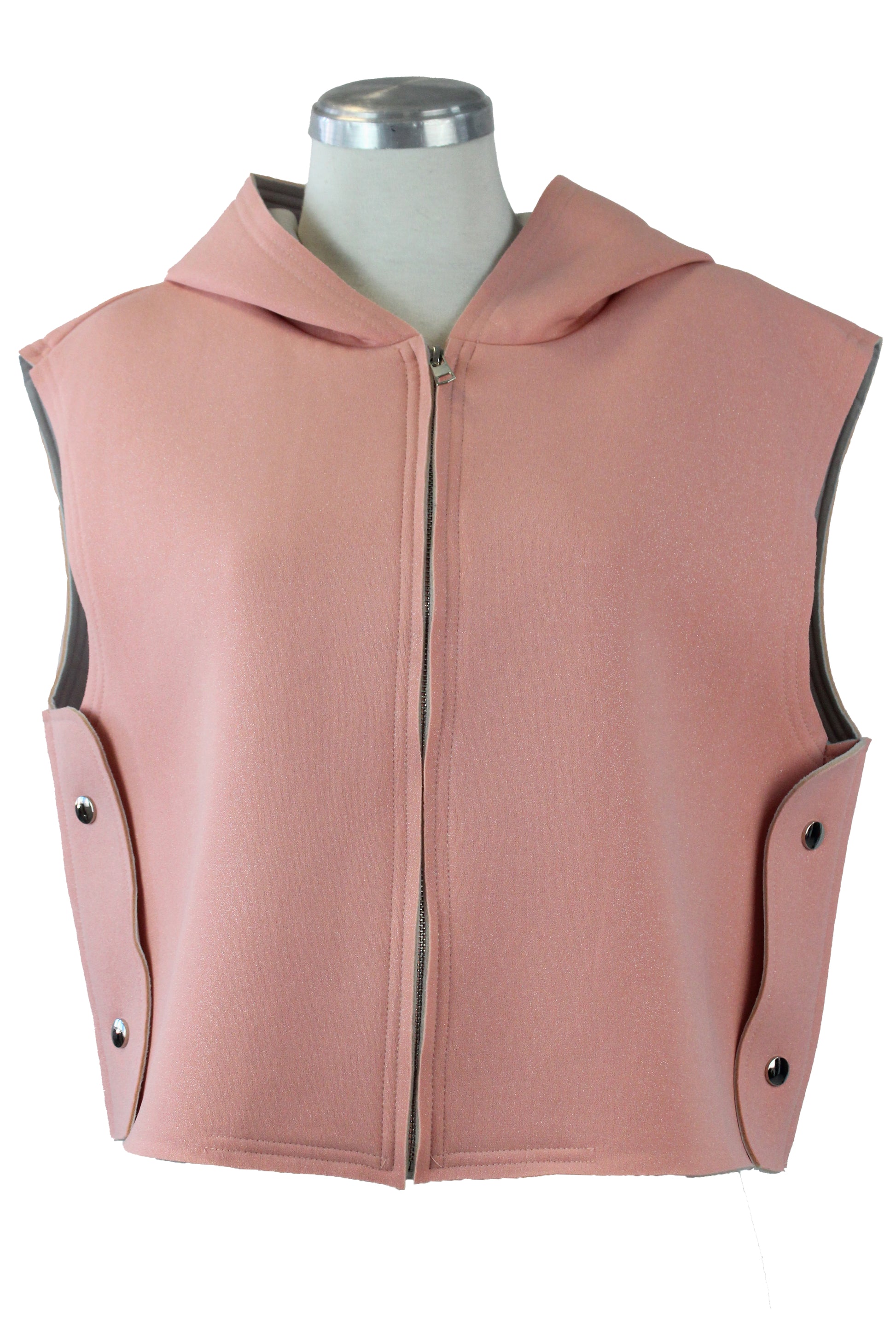 DJ-0376 Chaleco Con Capucha y Botones Laterales