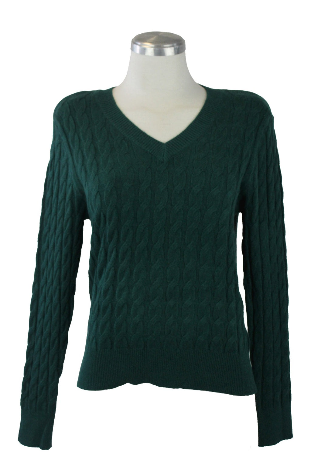 1278 Suéter Cuello V Trenzado Tejido