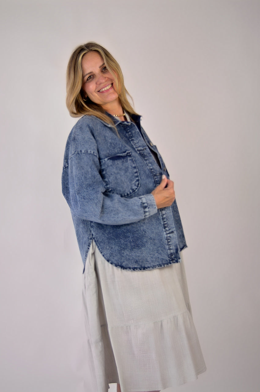 LRS23959 Vestido Largo Tipo Lino Cuello Mao