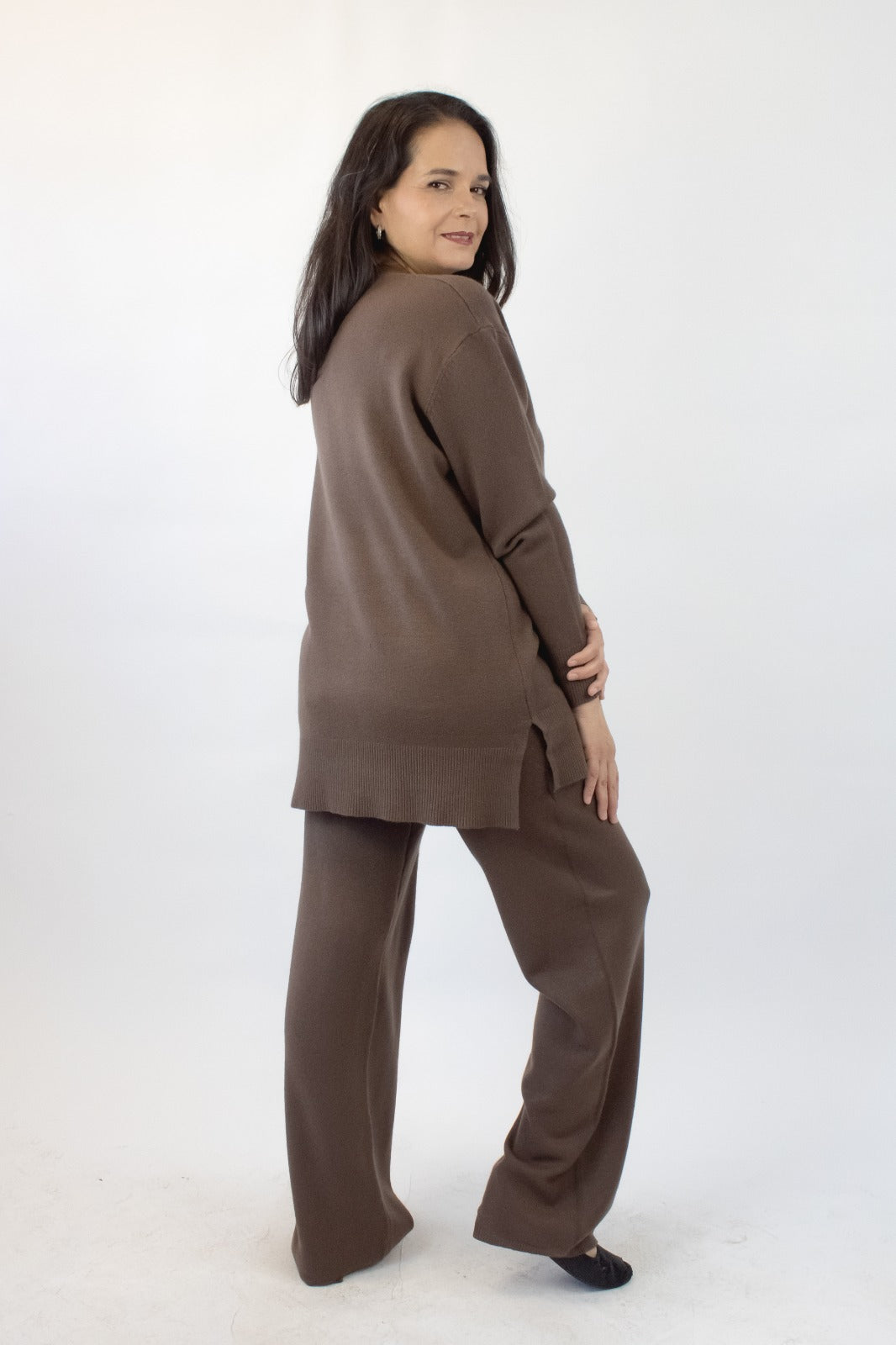 OJ-2668 Conjunto Suéter Liso con Bolsillos