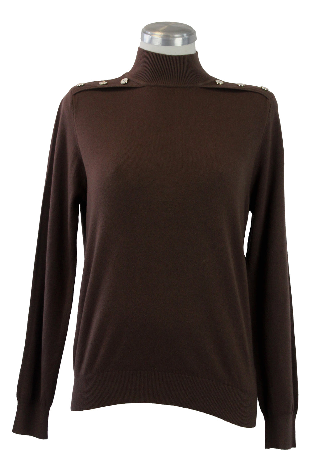 1283 Suéter Cuello Alto y Botones en los Hombros