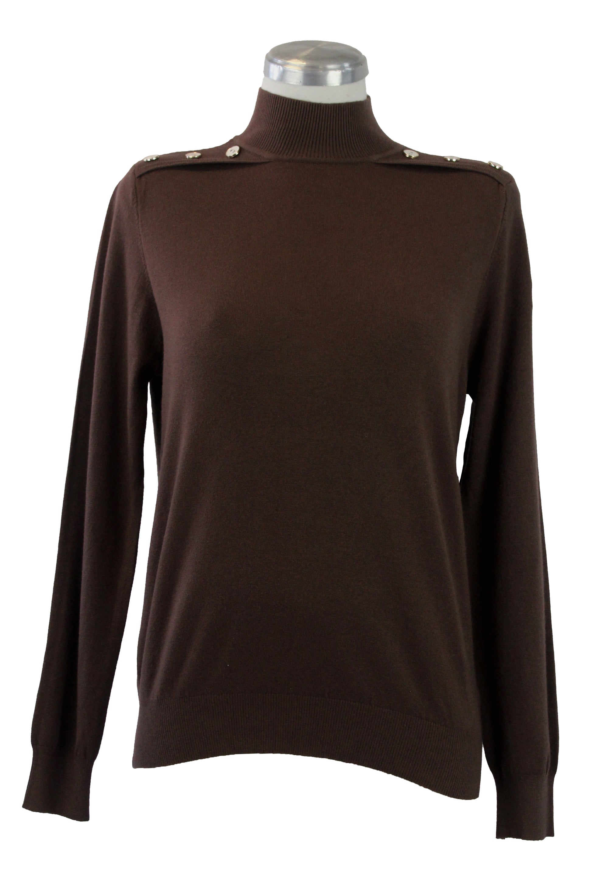 1283 Suéter Cuello Alto y Botones en los Hombros