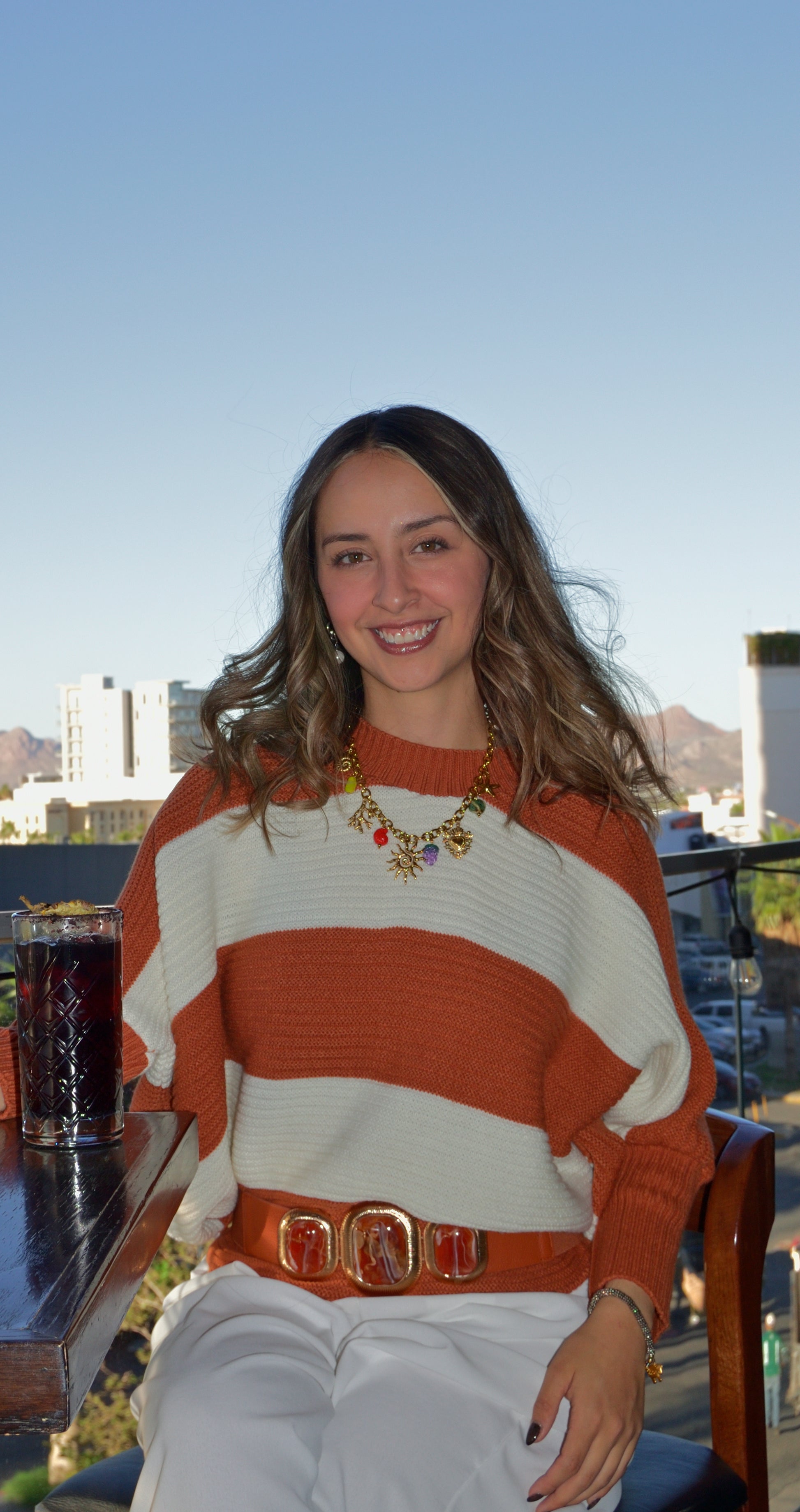 614 Capa Bitono Corte Mariposa Rayas Horizontales