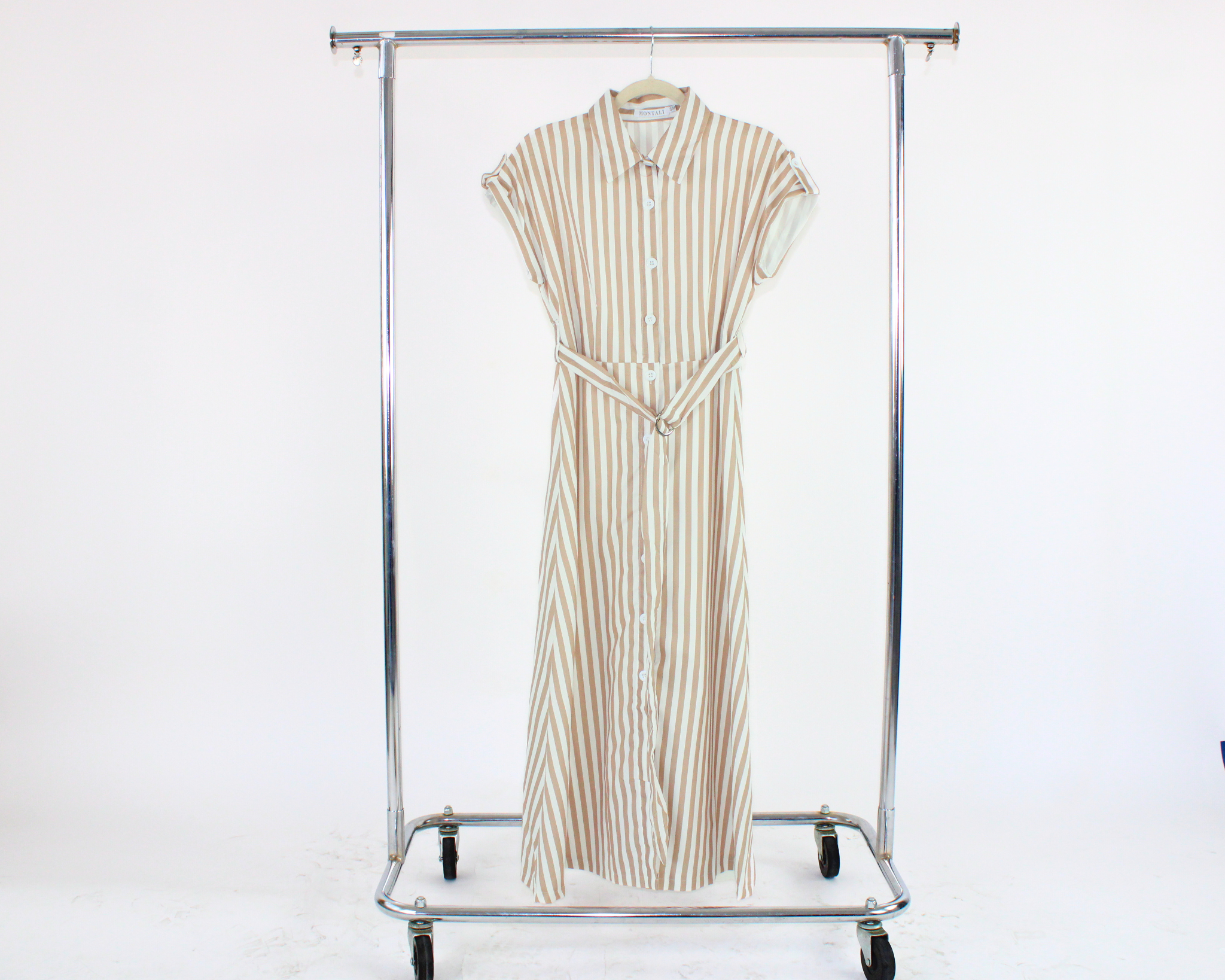 V114 Vestido Cuello V Rayado