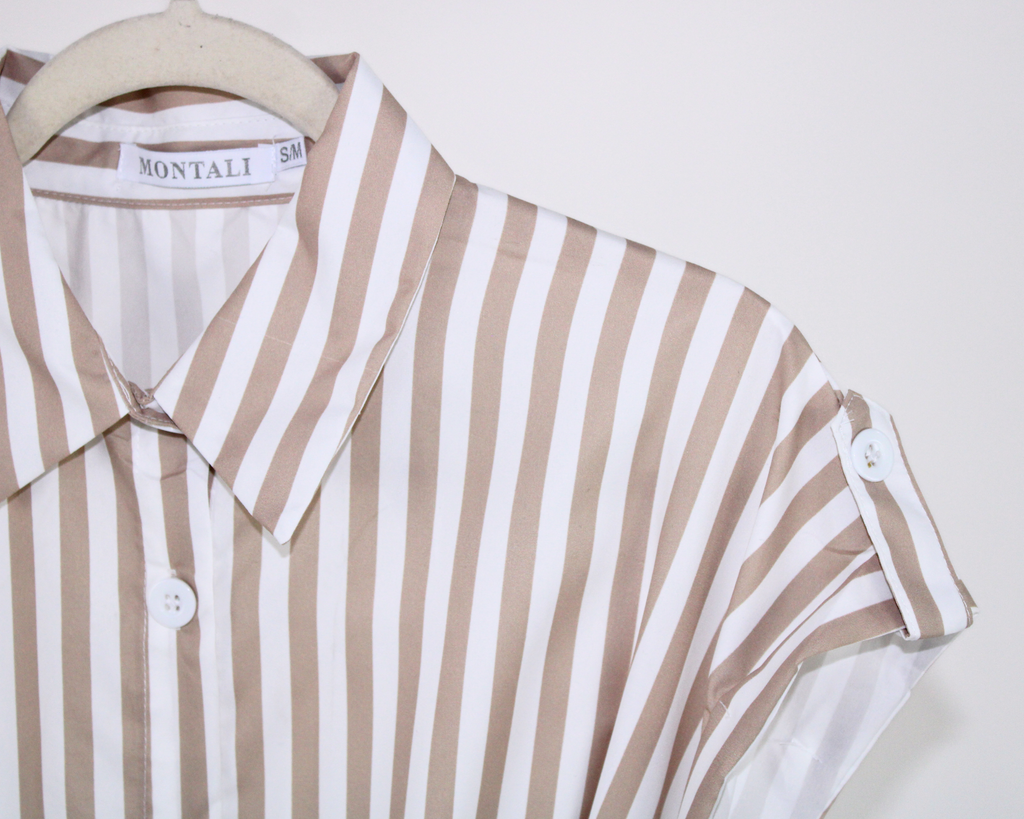 V114 Vestido Cuello V Rayado