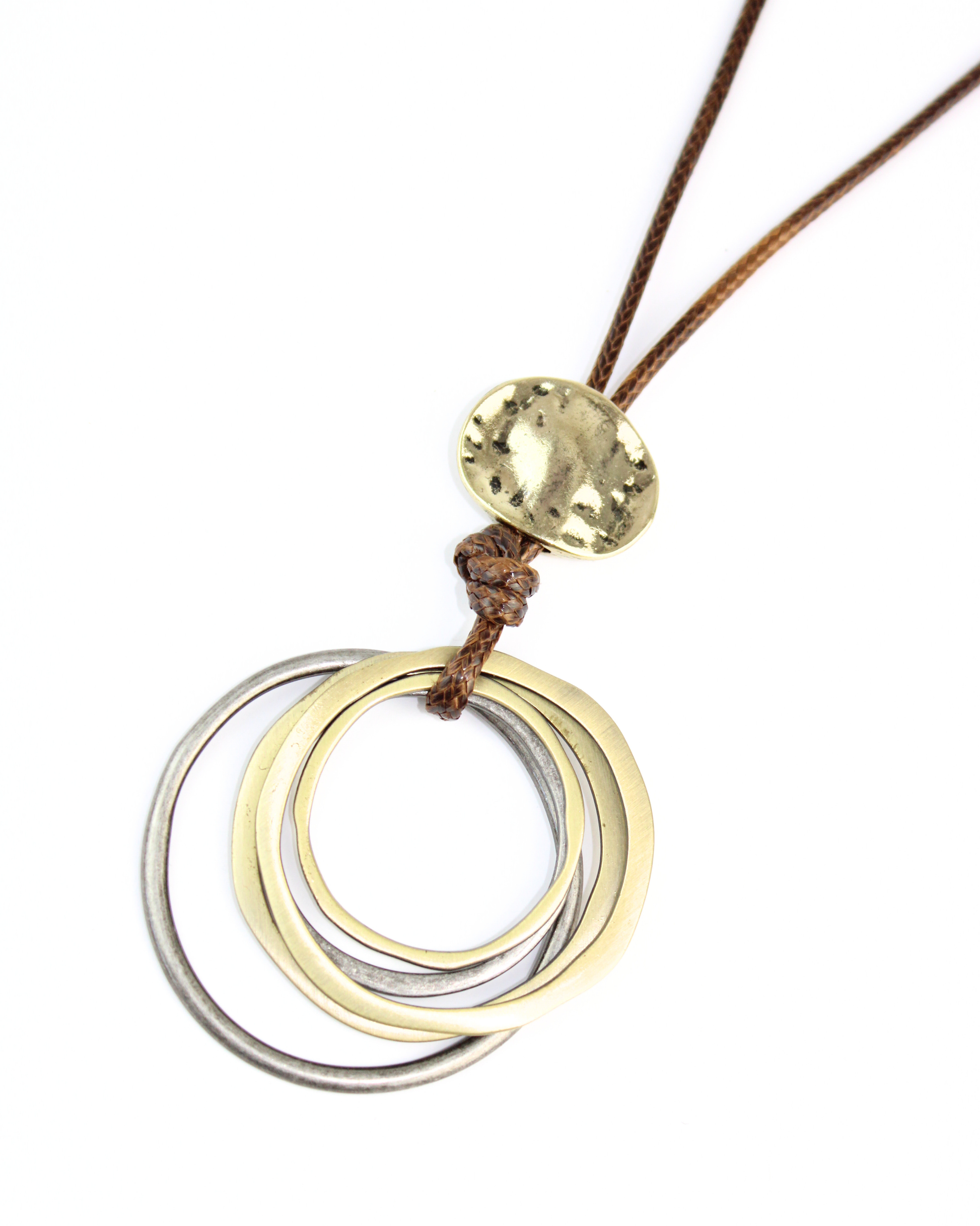 G667 Collar Largo Hilo Encerado Aros Florentino