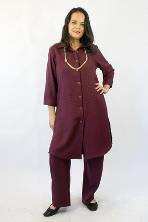416 Conjunto Camisa Lisa con Collar