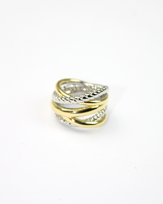 Anillo Bitono cruzado líneas y Torsal 754