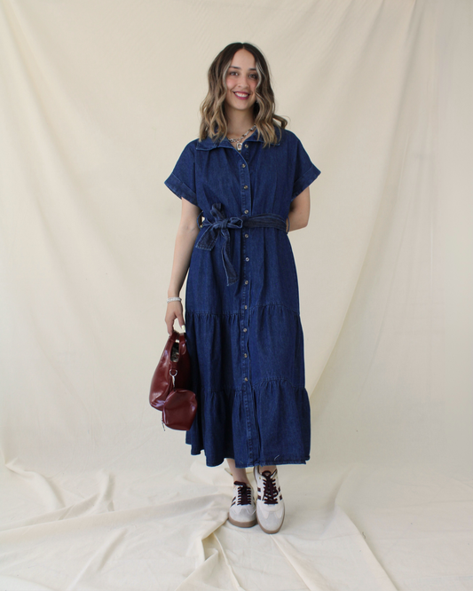 24162 Vestido Mezclilla Camisero Manga 3/4