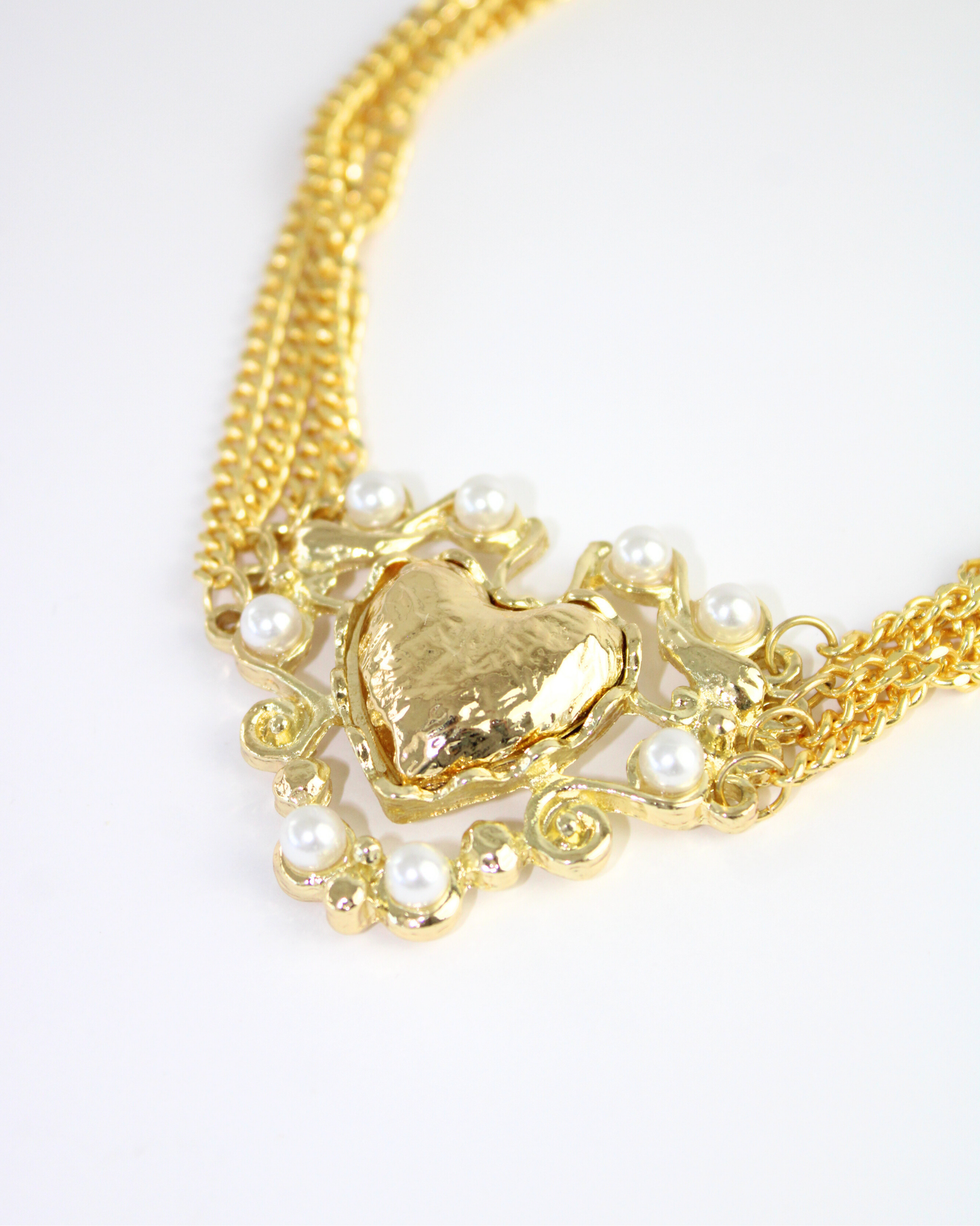 24037 Gargantilla 4 cadenas corazón con perlas
