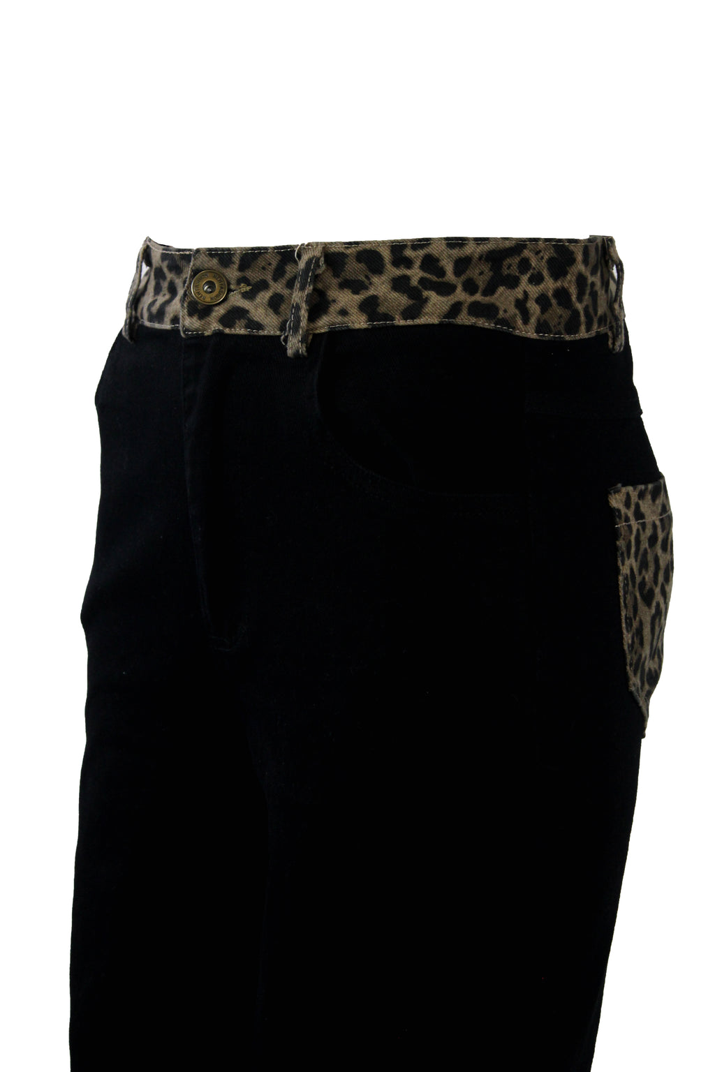 PS958 Pantalón Con Animal Print en Bolsas y Cintura