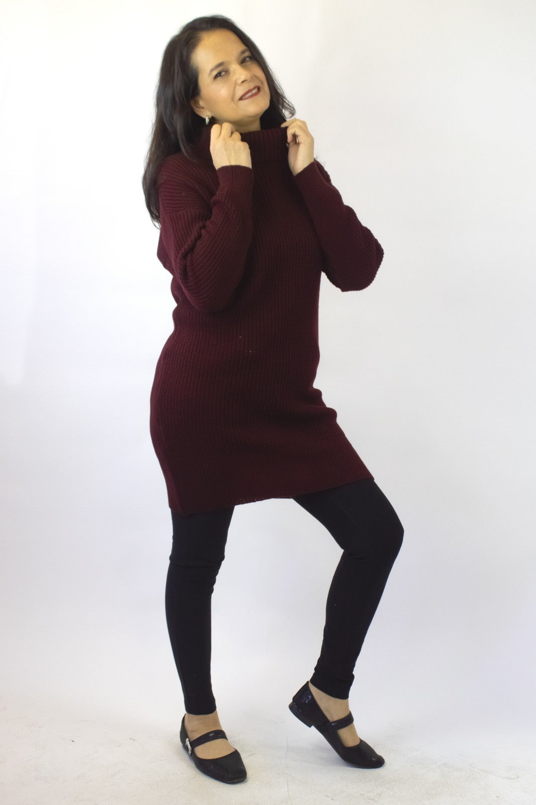 BS085 Blusón Tejido con Cuello de Tortuga