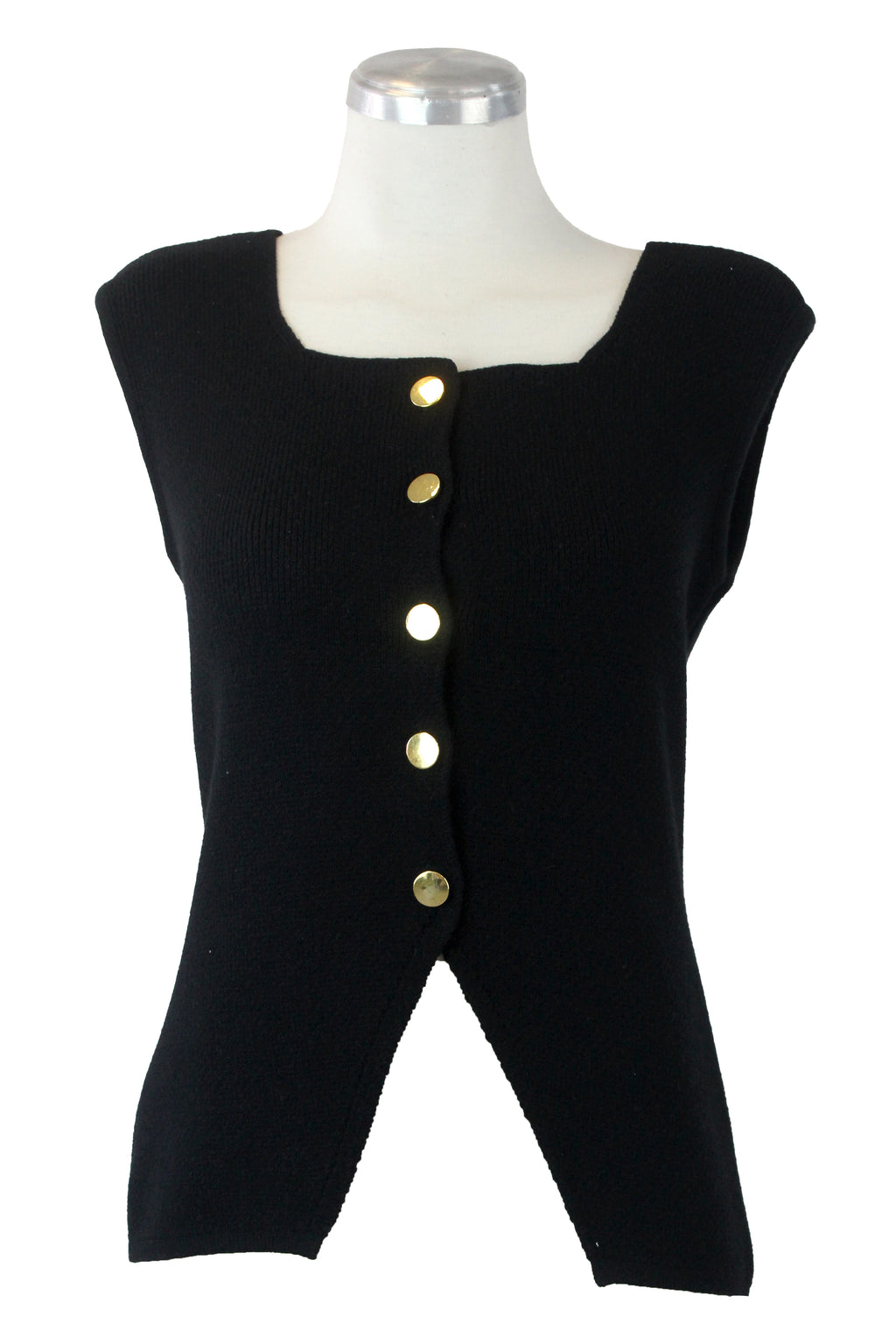 CHL087 Chaleco con Cuello Cuadrado y Botones Dorados