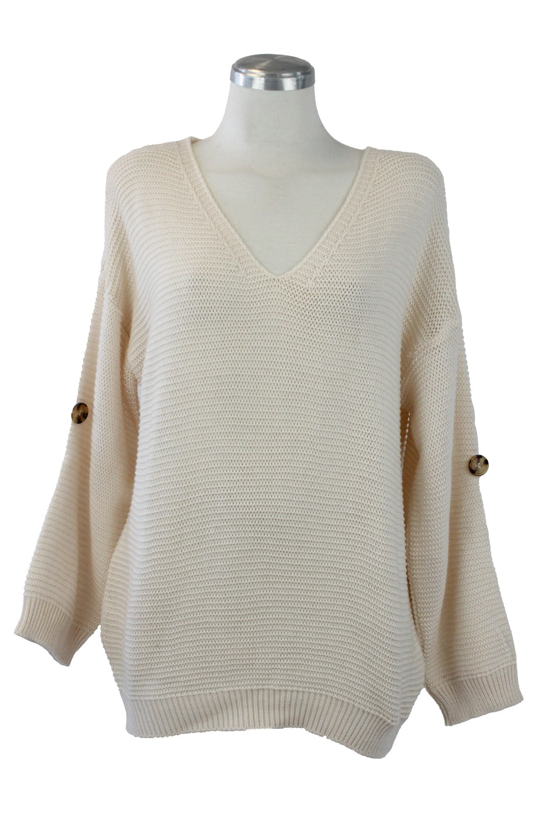 25601 Suéter Tejido de Ondas y Botón