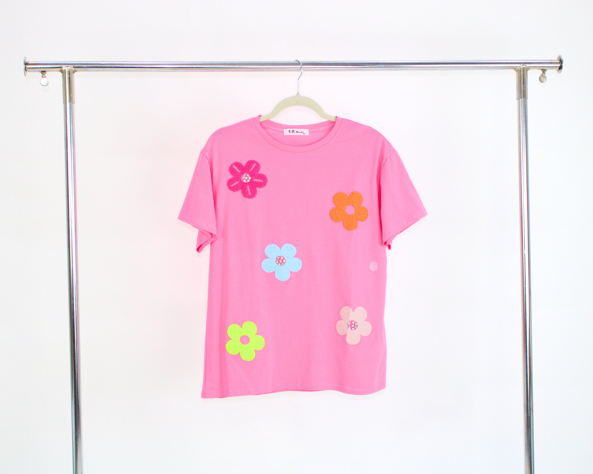 GT3M62 Blusa flor tipo peluche con piedras