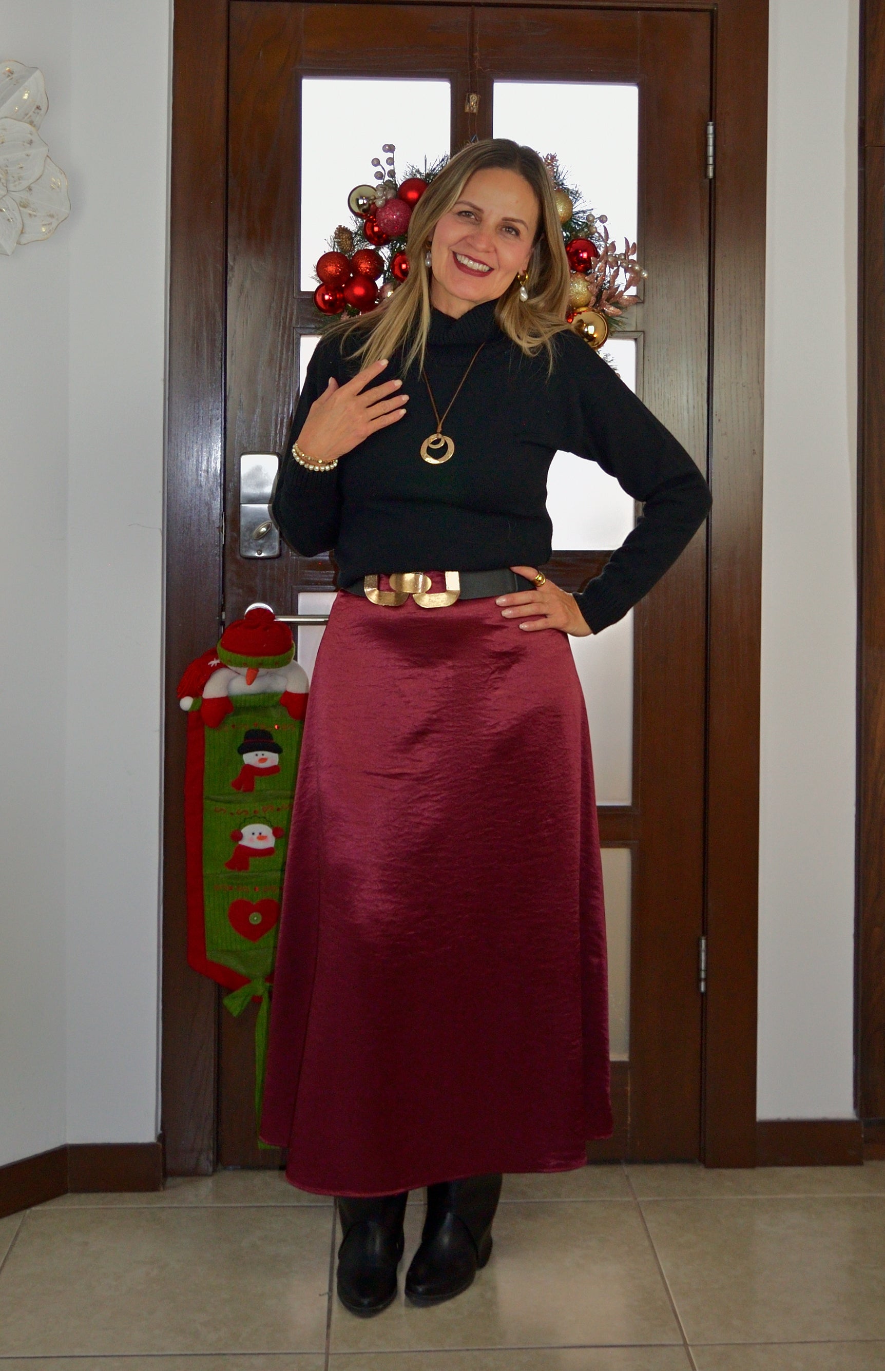 T3496 Falda Ancha de Satin