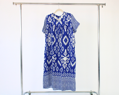 Y303 Vestido algodón estampado rombo