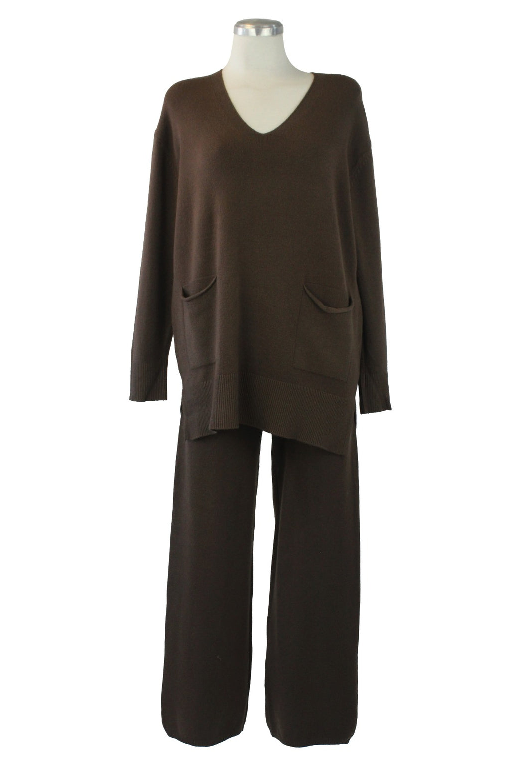 OJ-2668 Conjunto Suéter Liso con Bolsillos