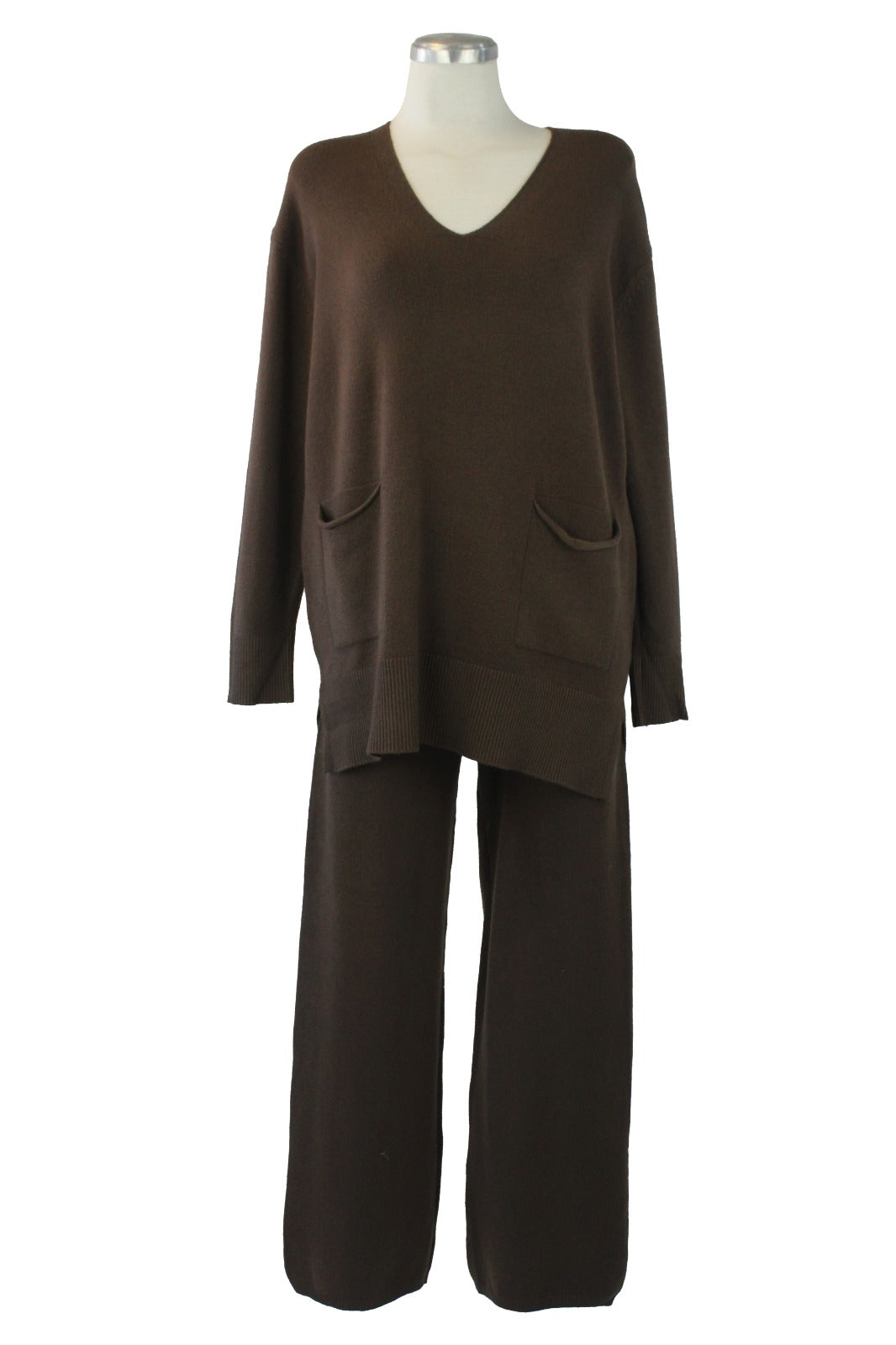 OJ-2668 Conjunto Suéter Liso con Bolsillos