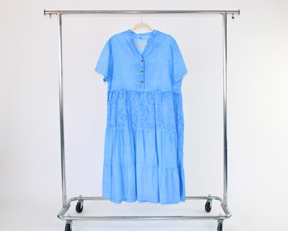LRS25008 Vestido Largo Cuello Mao Bordado Flores
