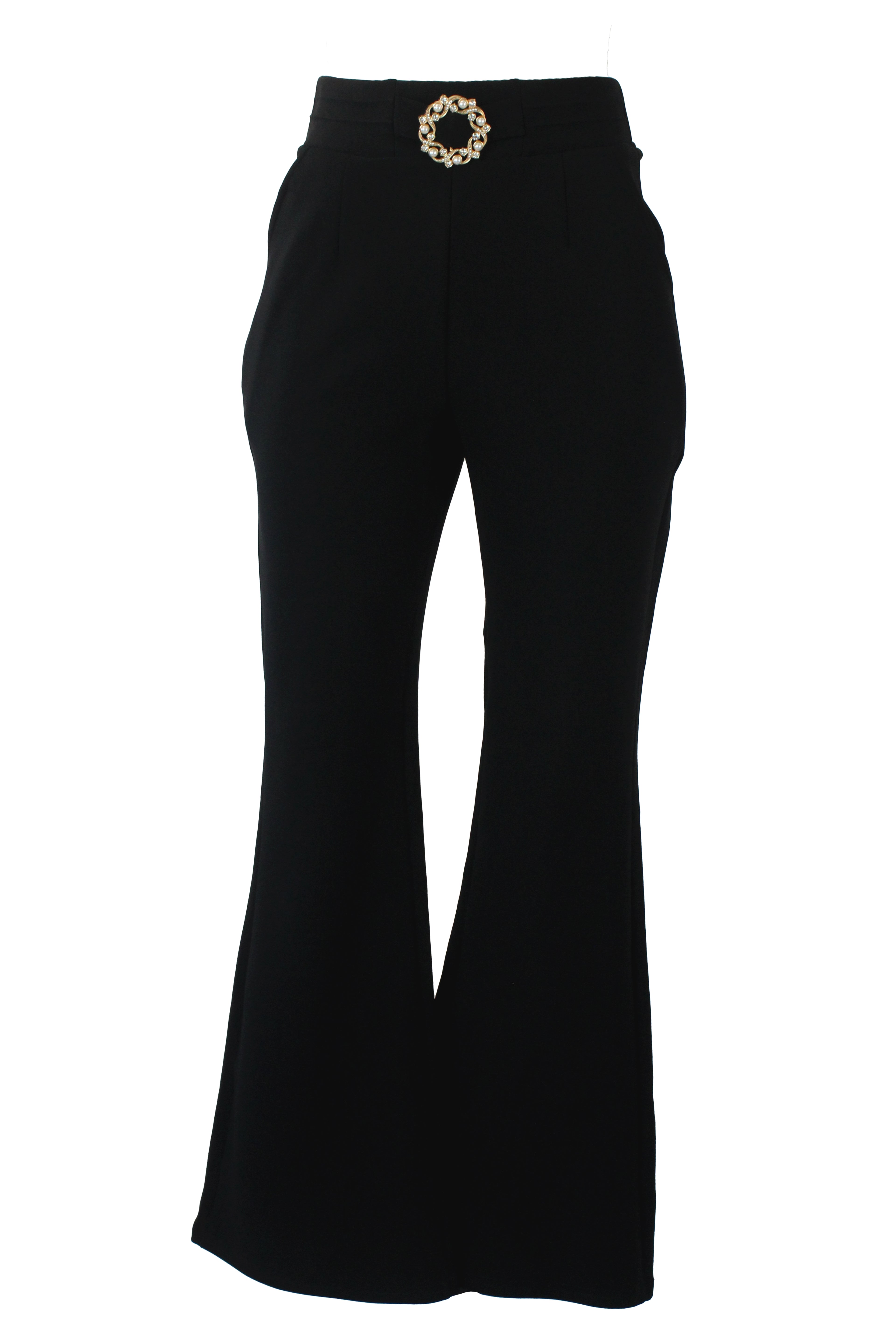 S-87 Pantalon Semi Acampanado Hebilla Circulo Perlas