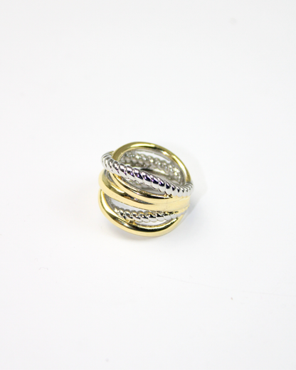 Anillo Bitono cruzado líneas y Torsal 754