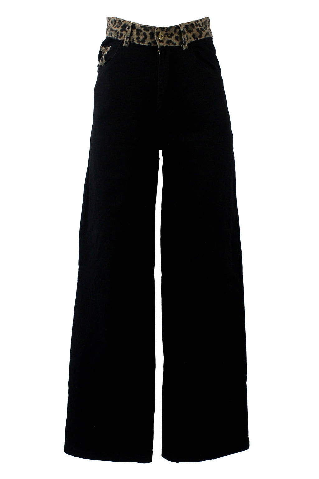 PS958 Pantalón Con Animal Print en Bolsas y Cintura
