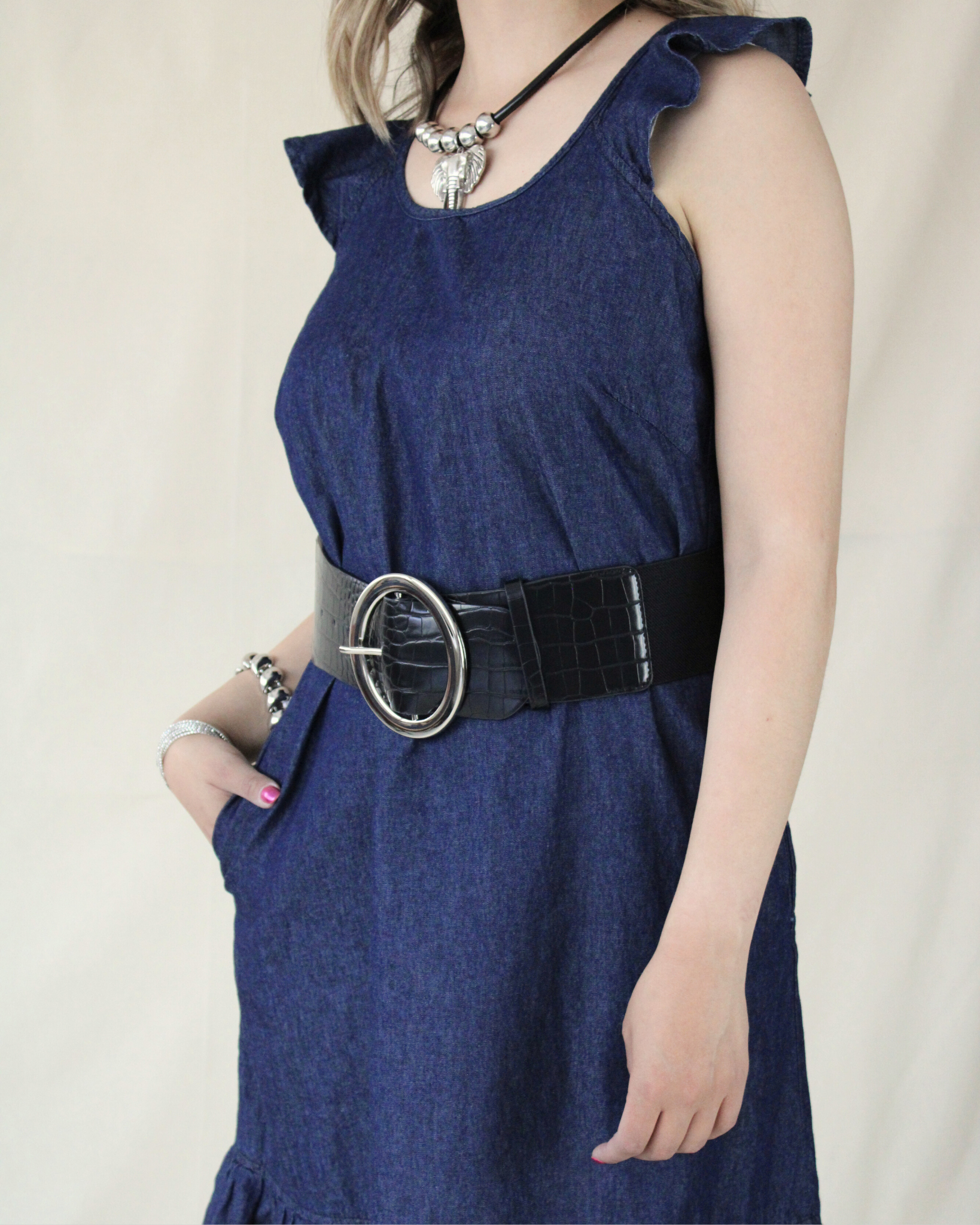 2041 Vestido Mezclilla Con Olán