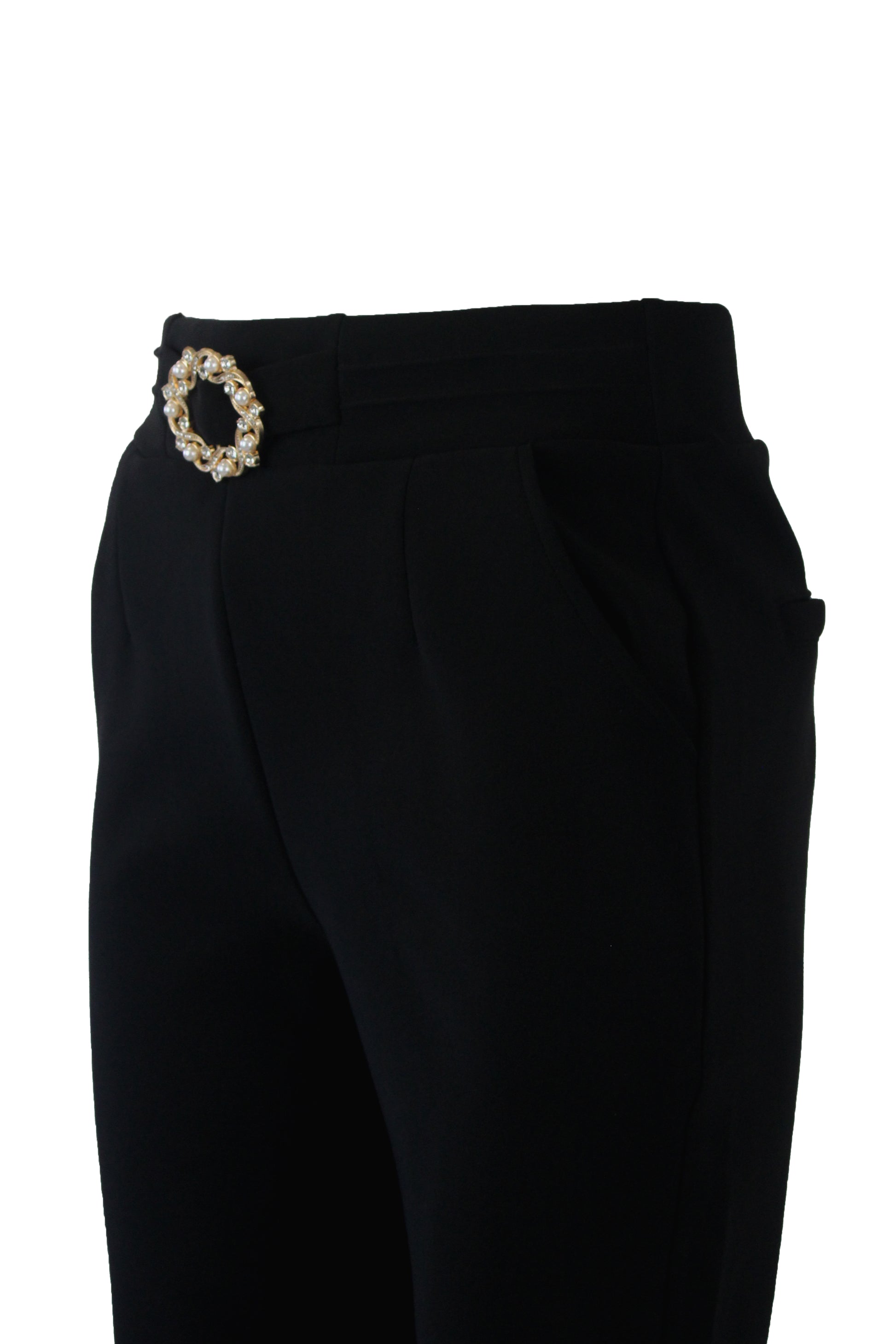 S-87 Pantalon Semi Acampanado Hebilla Circulo Perlas