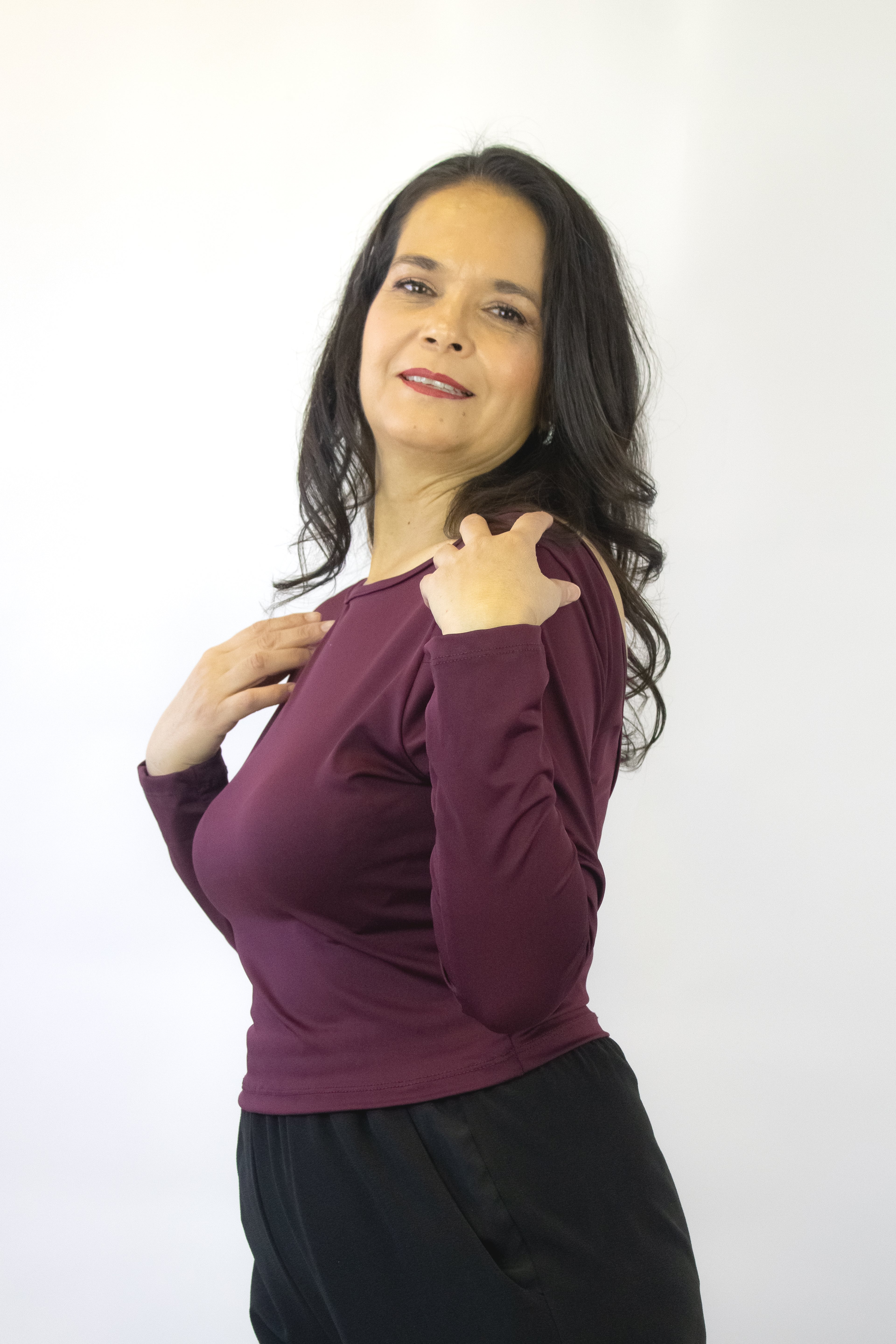 1356LHJ Blusa de Manga Larga con Espalda Descubierta