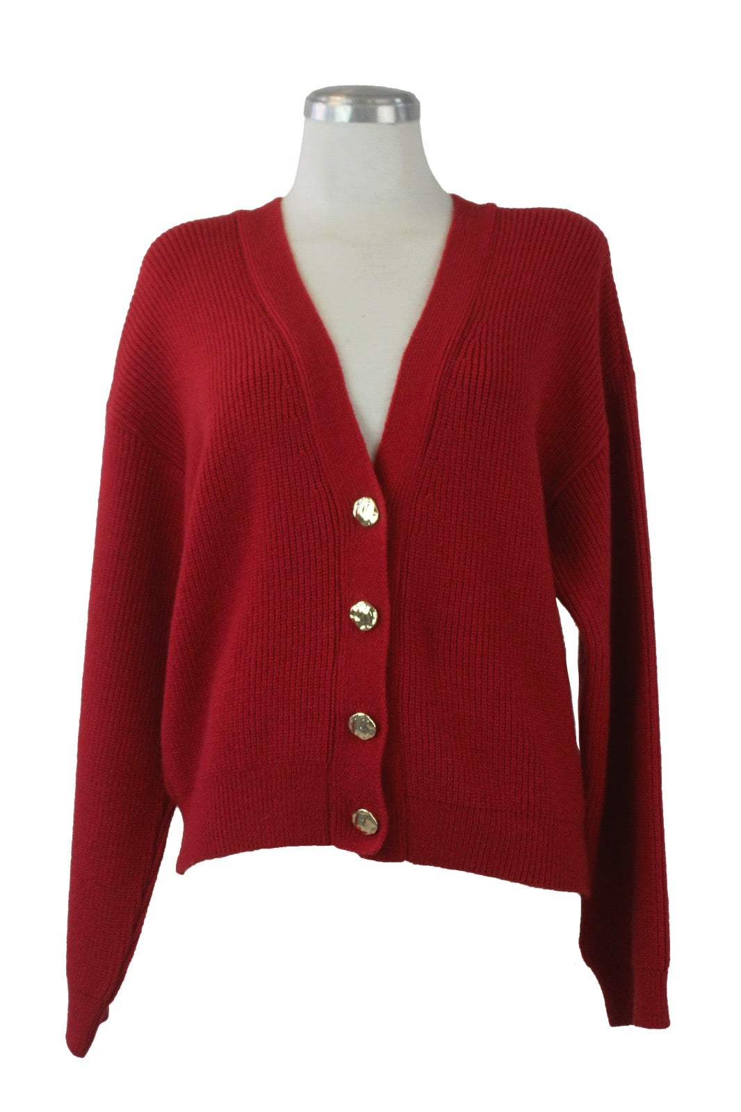 ST083 Suéter Cárdigan con Botones Irregulares