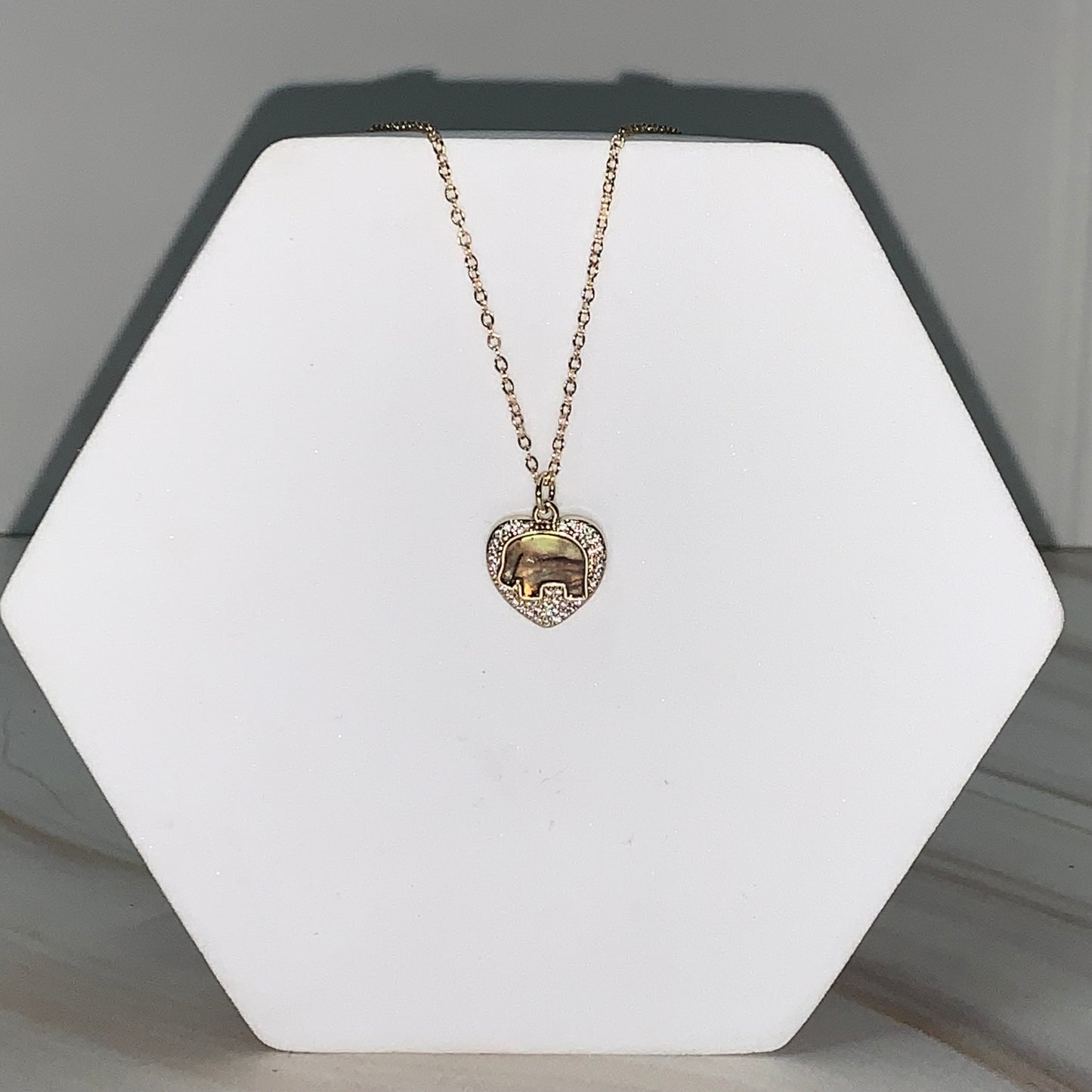 Collar Corazón con Cilueta Elefante Piedra 85567